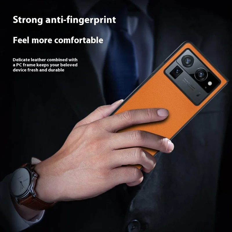 Cover in pelle PU per TECNO Phantom V Fold2 - Custodia anti-caduta con rivestimento PC pieghevole - Arancione