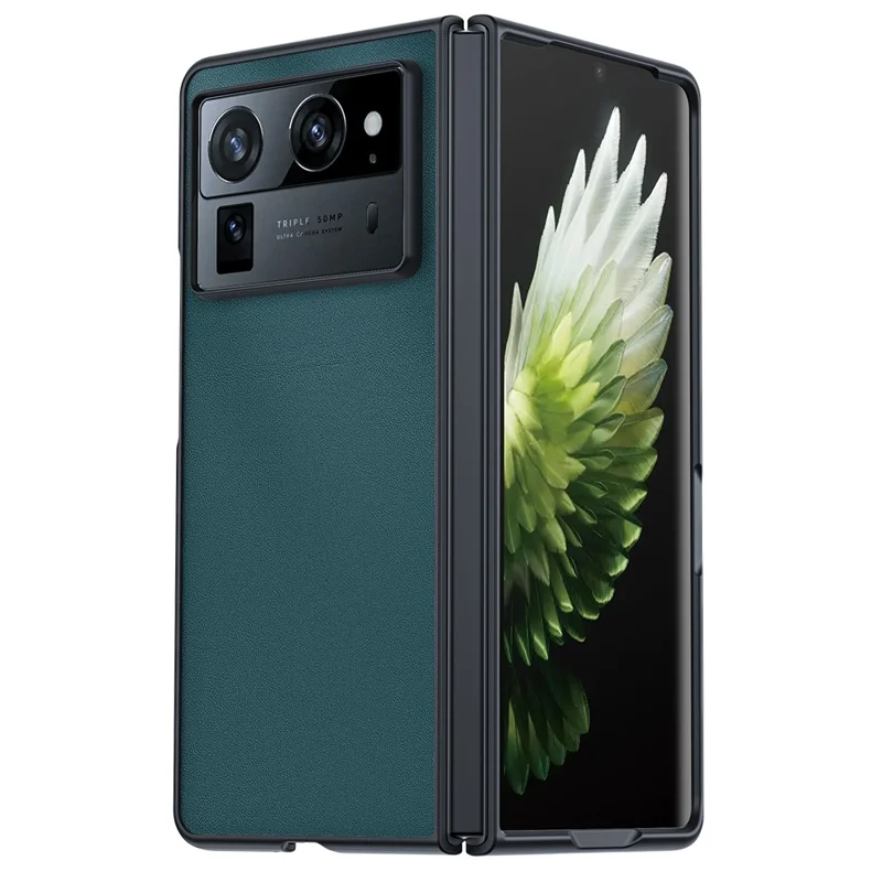 For TECNO Phantom V Fold2 Case PU Leather Coated PC Anti-Drop Folding Phone Cover - Green
