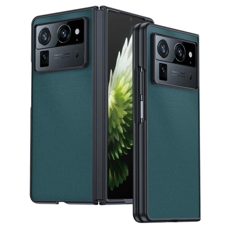 For TECNO Phantom V Fold2 Case PU Leather Coated PC Anti-Drop Folding Phone Cover - Green