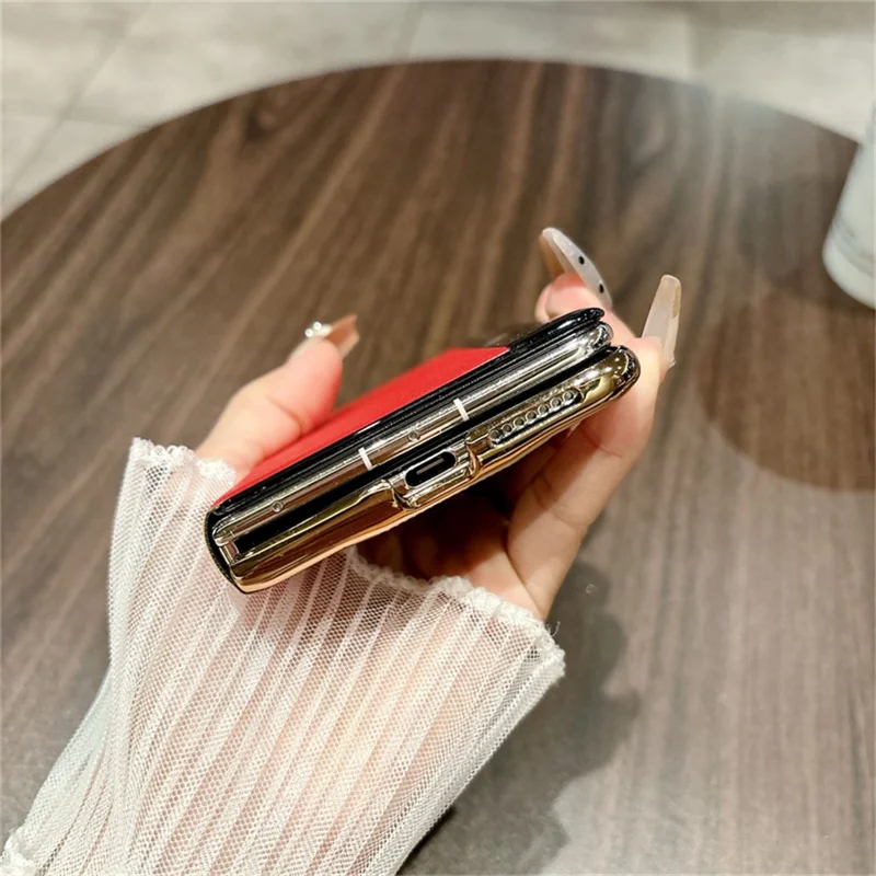 Pour Huawei Mate X6 Étui avec Support en Cuir + PC Coque de Protection pour Téléphone - Blanc