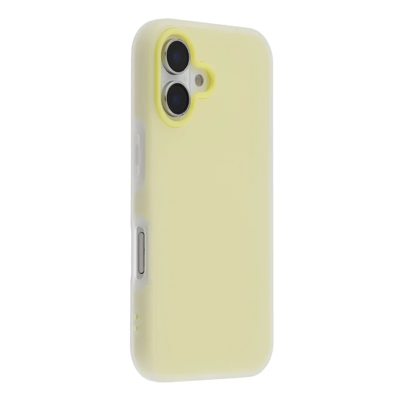 For iPhone 16 Case 2 in 1 PC + TPU Frosted Phone Case Large Camera Cutout - Yellow