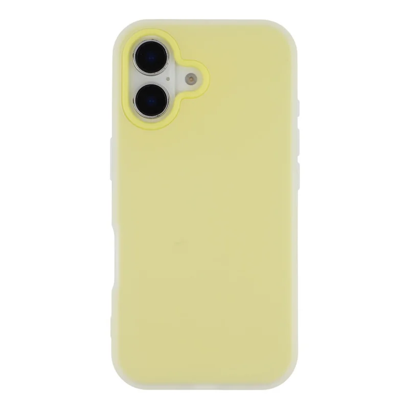 For iPhone 16 Case 2 in 1 PC + TPU Frosted Phone Case Large Camera Cutout - Yellow