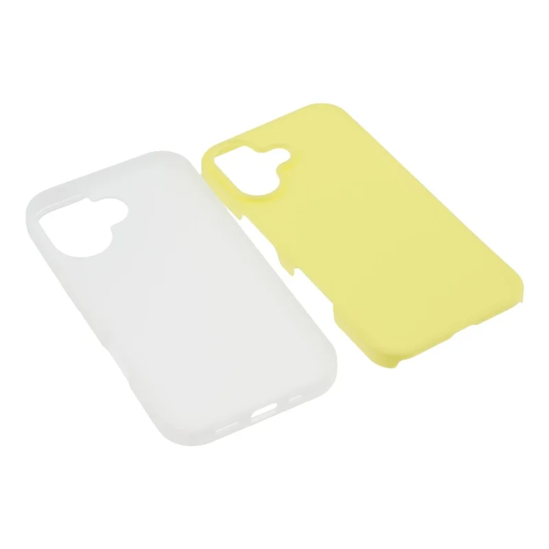 For iPhone 16 Case 2 in 1 PC + TPU Frosted Phone Case Large Camera Cutout - Yellow