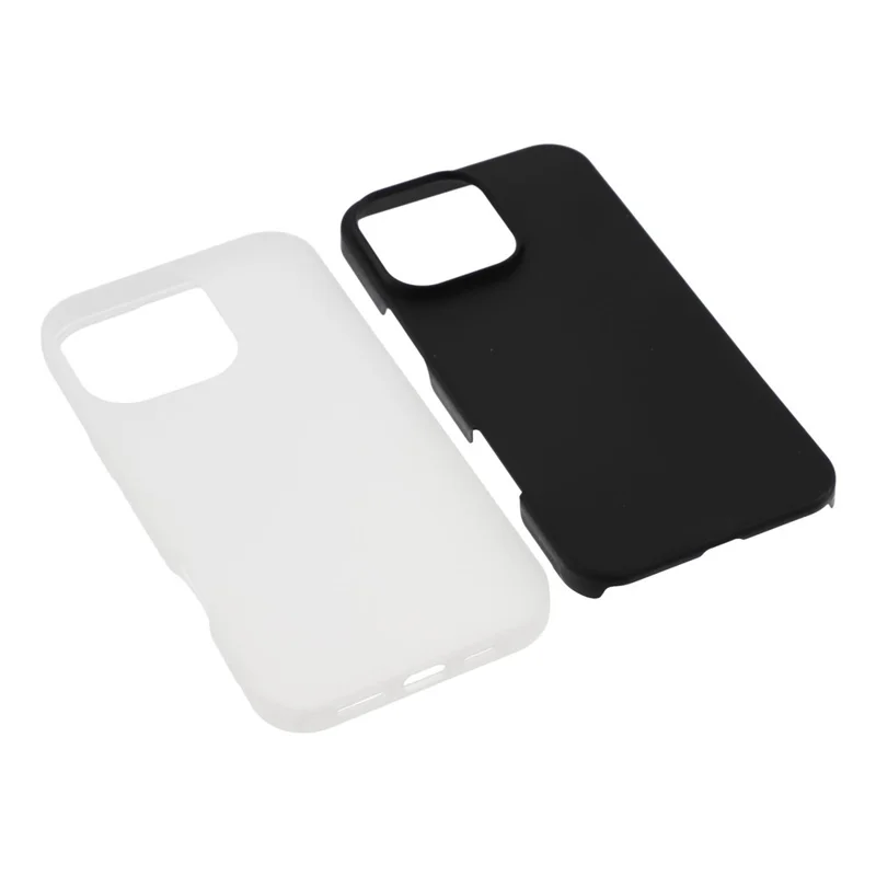 For iPhone 16 Pro Case 2 in 1 PC + TPU Frosted Phone Case Large Camera Cutout - Black
