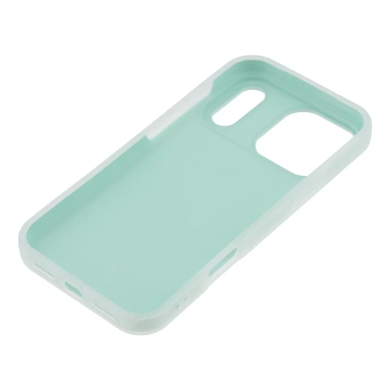 For iPhone 17 Pro Case 2 in 1 PC + TPU Frosted Phone Case Large Camera Cutout - Lake Green