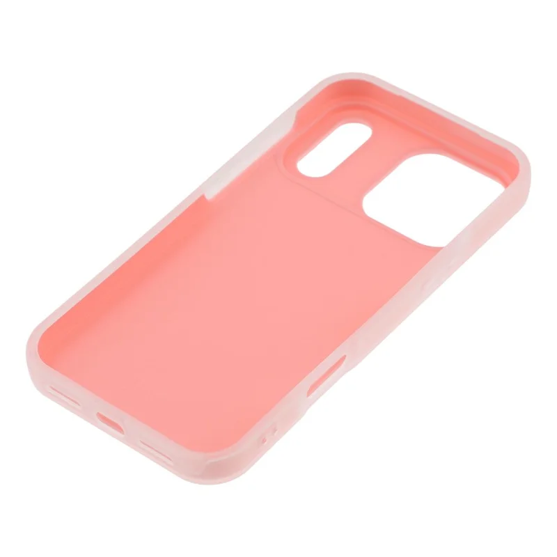 For iPhone 17 Pro Max Case 2 in 1 PC + TPU Frosted Phone Case Large Camera Cutout - Pink