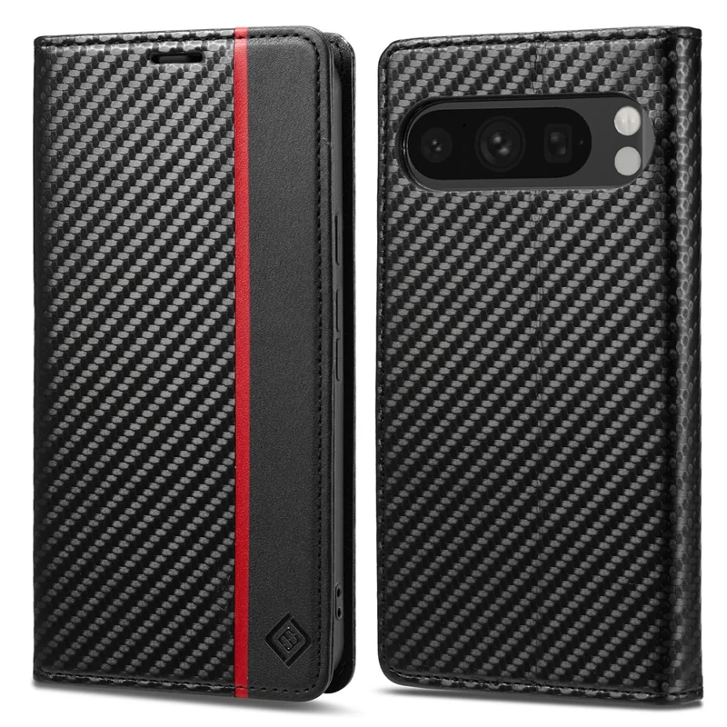 LC.IMEEKE Für Google Pixel 10 Pro / Pixel 10 Geldbörsen-Hülle mit Karbonfaser-Textur Leder Handyhülle - Vertikale Streifen