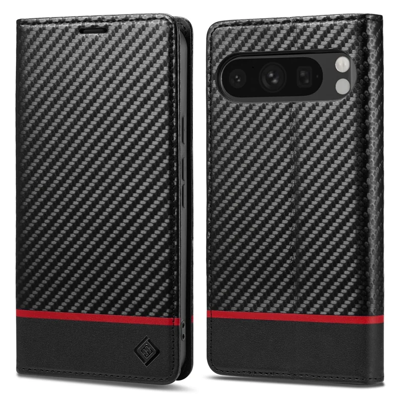 LC.IMEEKE Für Google Pixel 10 Pro XL Brieftasche Hülle Karbonfaser Textur Lederhülle Handyhülle - Horizontale Streifen