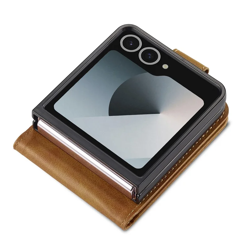 LC.IMEEKE Handyhülle für Samsung Galaxy Z Flip7 5G mit Kartenhalter, Kalbleder-Optik, Klapp-Design - Gelb