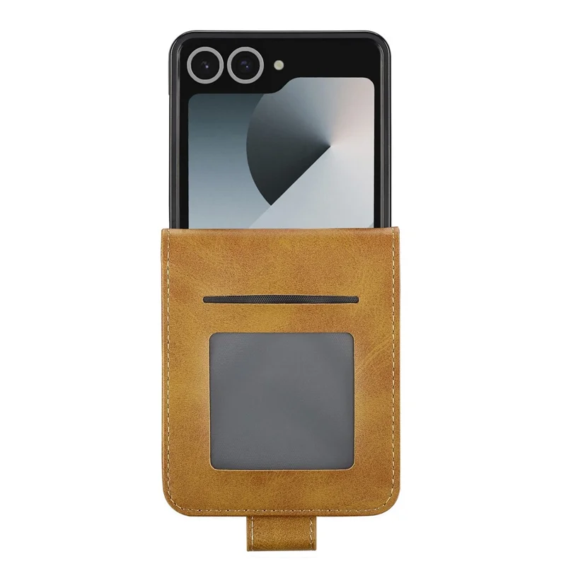LC.IMEEKE Handyhülle für Samsung Galaxy Z Flip7 5G mit Kartenhalter, Kalbleder-Optik, Klapp-Design - Gelb