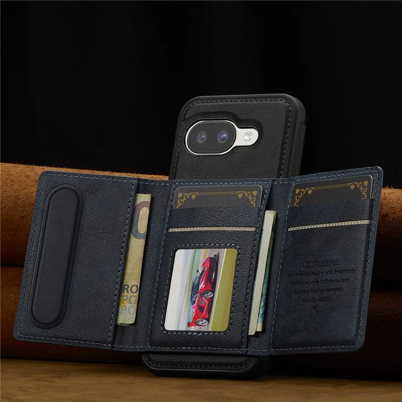 LC.IMEEKE L5 Magnetische Lederhülle für Google Pixel 9a mit abnehmbarem Kartenhalter - Blau