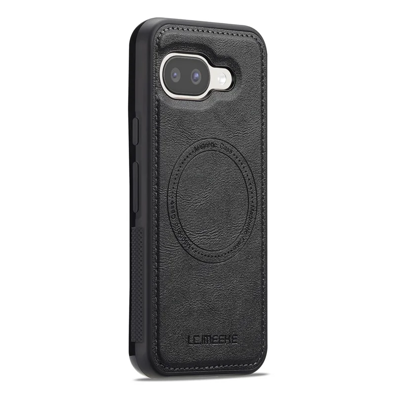 LC.IMEEKE Magnetische Schutzhülle für Google Pixel 9a, kompatibel mit MagSafe - Leder + TPU Rückseite - Schwarz
