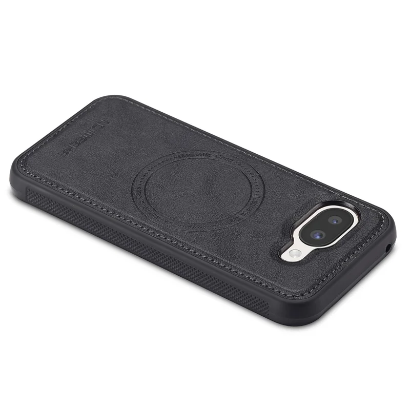LC.IMEEKE Magnetische Schutzhülle für Google Pixel 9a, kompatibel mit MagSafe - Leder + TPU Rückseite - Schwarz