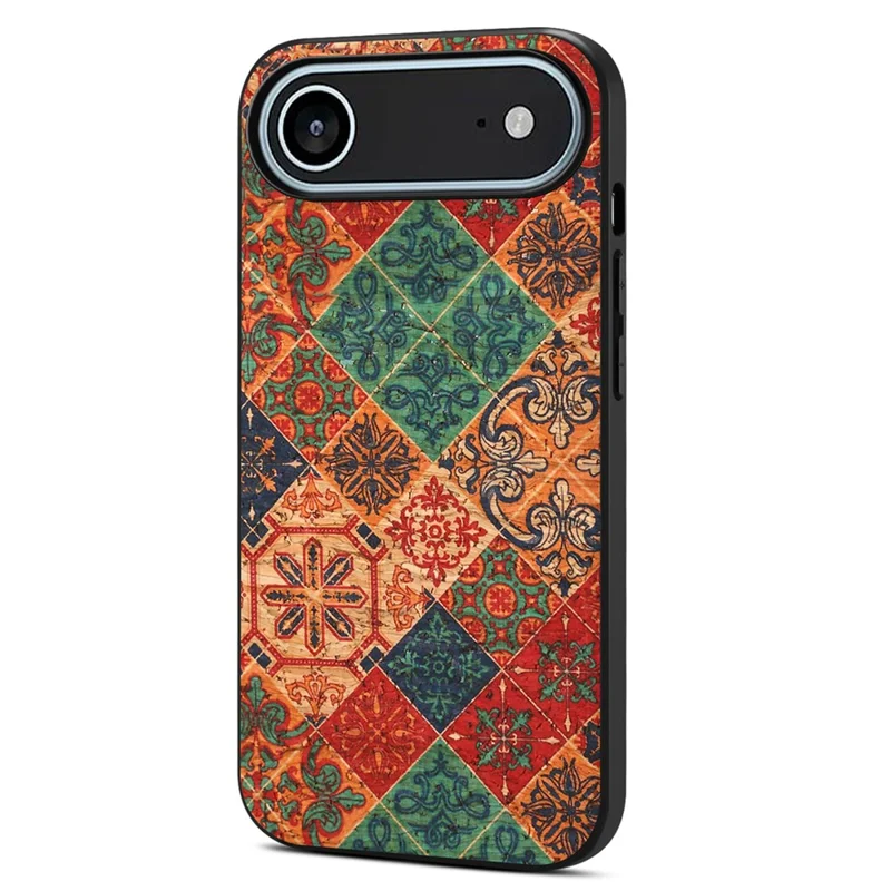 Capa de Ar para iPhone 17 com Estampa Floral - Couro PU + PC + TPU - Inverno / Azul
