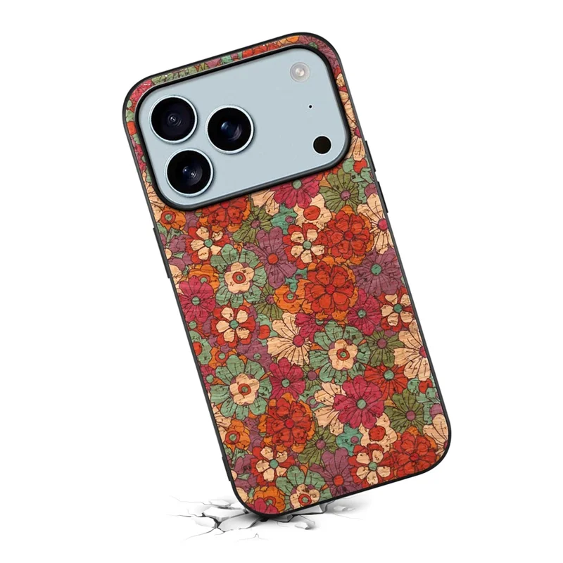 For iPhone 17 Pro Case Flower Print PU Leather + PC + TPU Phone Cover - Summer / Red