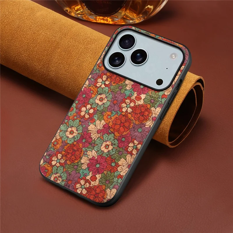 For iPhone 17 Pro Case Flower Print PU Leather + PC + TPU Phone Cover - Summer / Red
