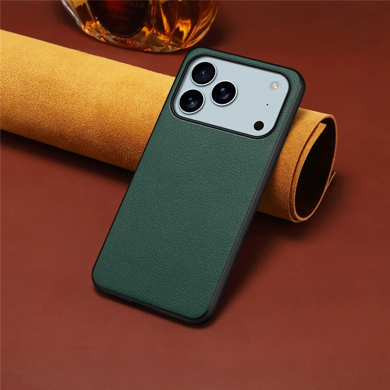 Für iPhone 17 Pro Max Hülle Kalbsleder-Textur + PC + TPU Handyhülle - Grün