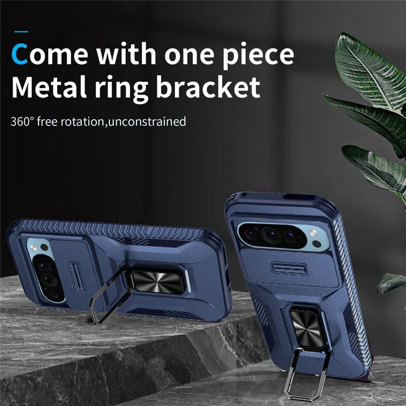 For Google Pixel 10 Pro / Pixel 9 / 9 Pro Case Camshield Kickstand TPU + PC Anti-Slip Phone Cover - Blue