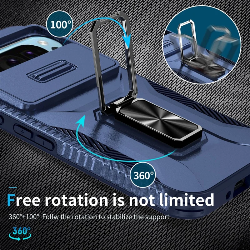 For Google Pixel 10 Pro / Pixel 9 / 9 Pro Case Camshield Kickstand TPU + PC Anti-Slip Phone Cover - Blue