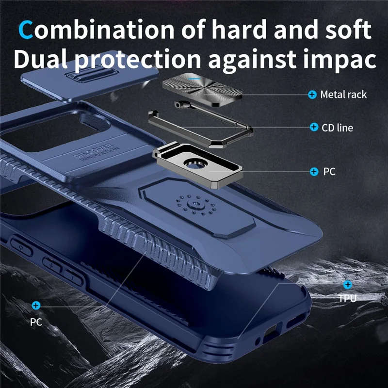 For Google Pixel 10 Pro / Pixel 9 / 9 Pro Case Camshield Kickstand TPU + PC Anti-Slip Phone Cover - Blue