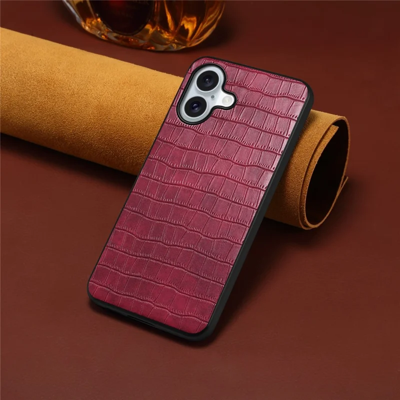 For iPhone 17 Case Crocodile Texture Design Leather Slim Back Cover - Red