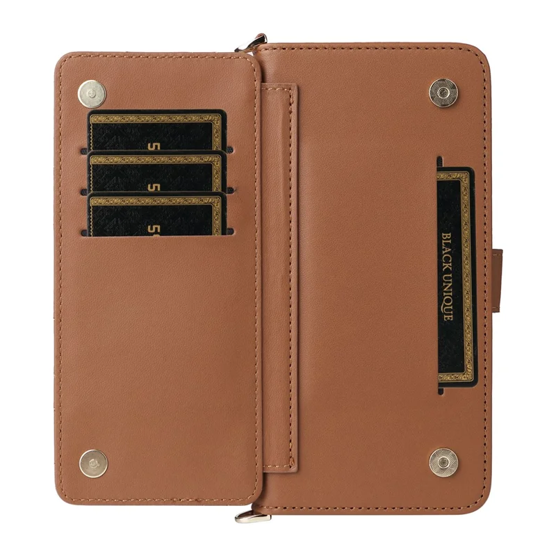 Capa para Motorola Moto G56 5G com Alça de Ombro / Pulso, Couro, Suporte de Carteira - Marrom