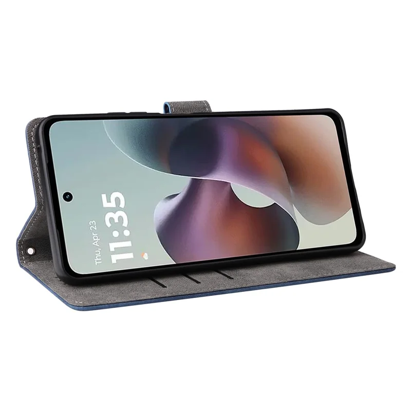 For Motorola Moto G56 5G Case Wallet RFID Blocking PU Leather Phone Cover Stand with Strap - Blue