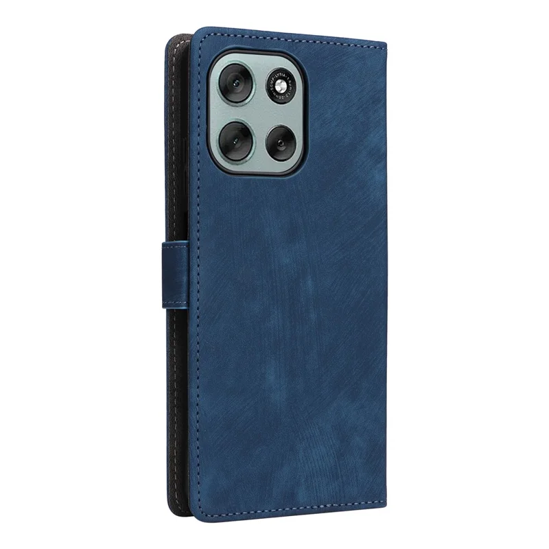 For Motorola Moto G56 5G Case Wallet RFID Blocking PU Leather Phone Cover Stand with Strap - Blue
