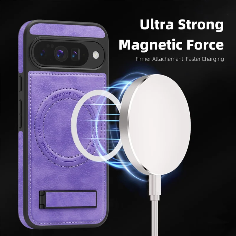 Per Google Pixel 10 Pro / Custodia Pixel 10 compatibile con MagSafe Supporto Custodia in pelle per telefono - Viola chiaro