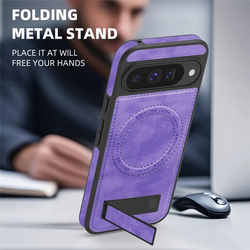 Per Google Pixel 10 Pro / Custodia Pixel 10 compatibile con MagSafe Supporto Custodia in pelle per telefono - Viola chiaro