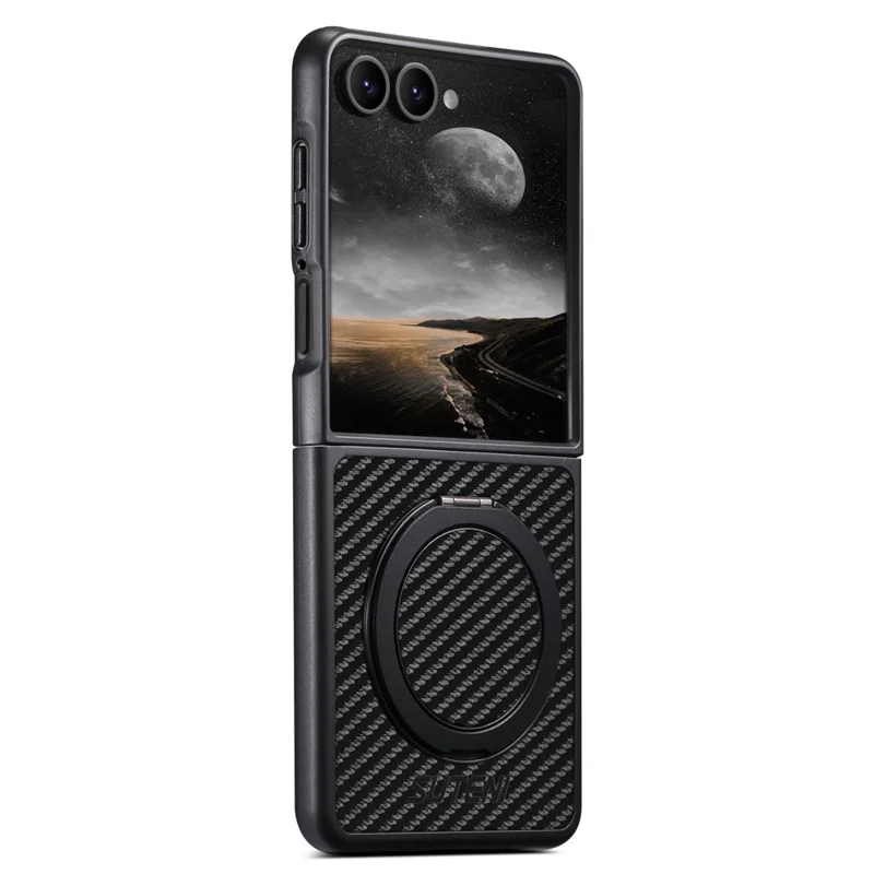 Capa SUTENI G3 para Samsung Galaxy Z Flip7 5G com Case Magnética, Suporte Giratório de 360 Graus, Textura de Fibra de Carbono e Capa Traseira de Telefone em PU