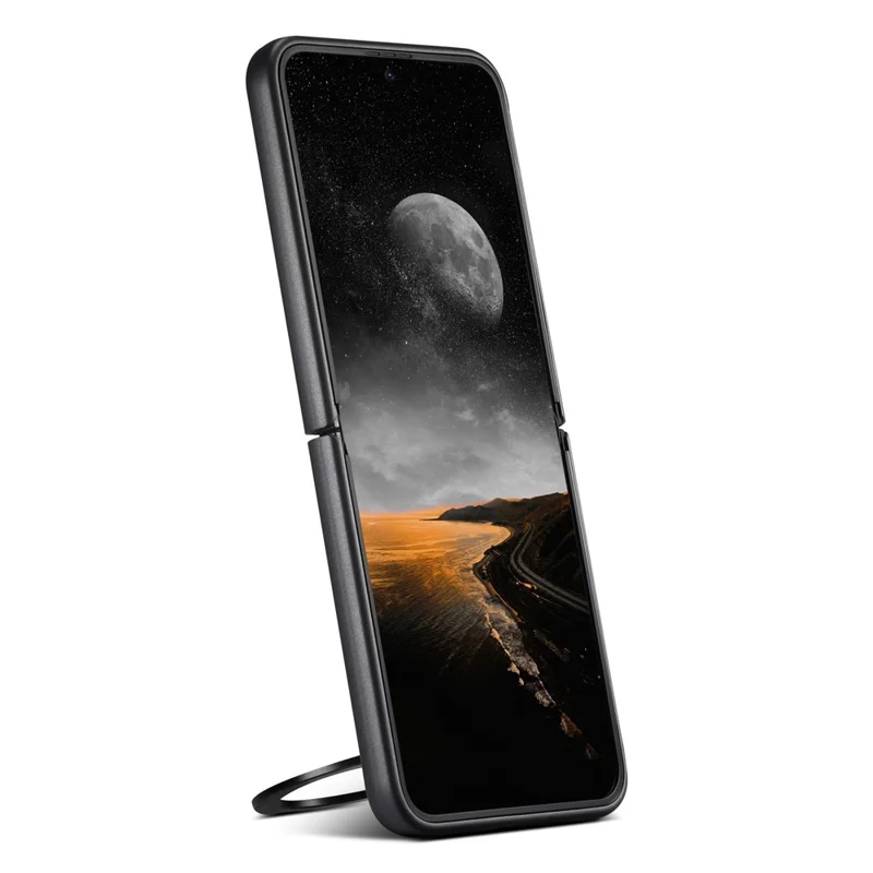 Capa SUTENI G3 para Samsung Galaxy Z Flip5 5G - Case Magnético com Suporte Giratório de 360 Graus, Textura de Fibra de Carbono e Parte Traseira em Couro Sintético