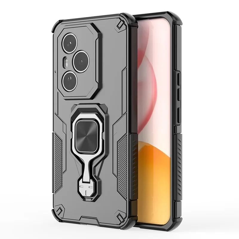 For Honor 400 Pro 5G (Globale) Custodia Anello Rotante Supporto Kickstand PC + TPU Antiurto Custodia per Telefono - Nero