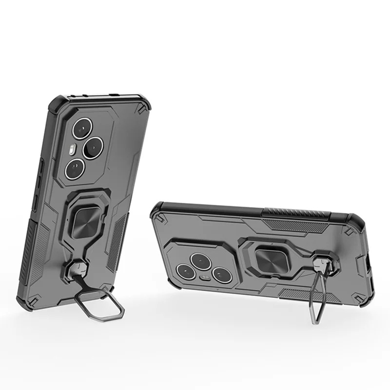 For Honor 400 Pro 5G (Globale) Custodia Anello Rotante Supporto Kickstand PC + TPU Antiurto Custodia per Telefono - Nero