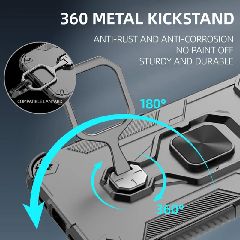 For Honor 400 Pro 5G (Globale) Custodia Anello Rotante Supporto Kickstand PC + TPU Antiurto Custodia per Telefono - Nero