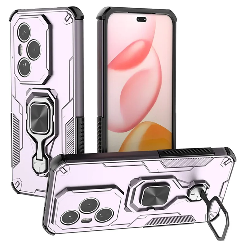 For Honor 400 Pro 5G (Global) Case Rotatable Ring Kickstand PC + TPU Shockproof Phone Cover - Purple