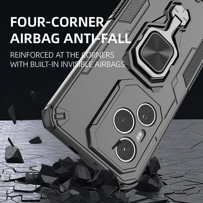 For Honor 400 Pro 5G (Global) Case Rotatable Ring Kickstand PC + TPU Shockproof Phone Cover - Purple