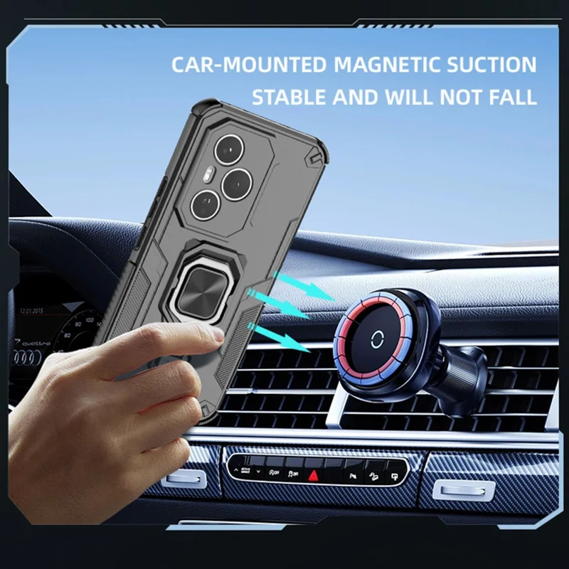 For Honor 400 Pro 5G (Global) Case Rotatable Ring Kickstand PC + TPU Shockproof Phone Cover - Purple