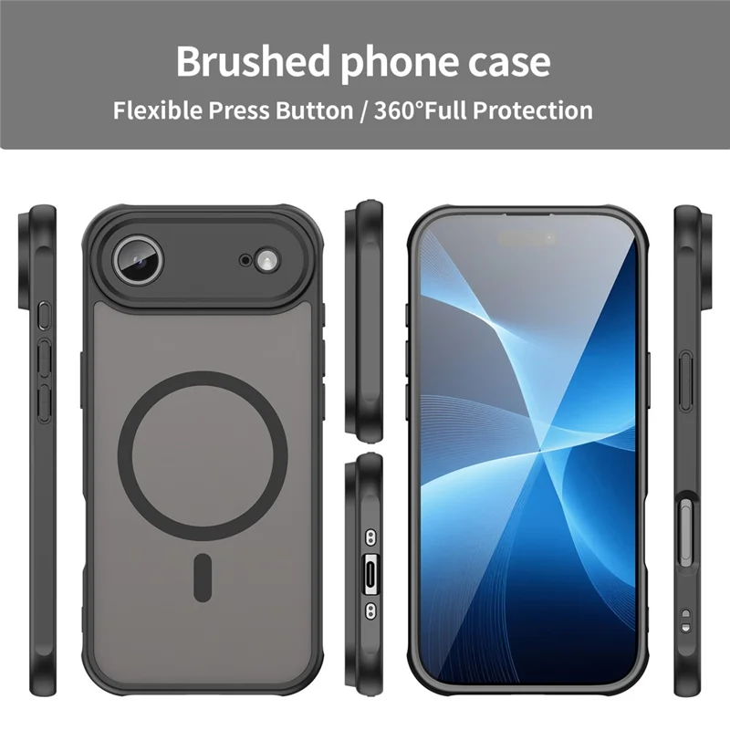 Étui d'air pour iPhone 17 Compatible avec MagSafe Anti-Chute PC + TPU Coque de Téléphone - Noir