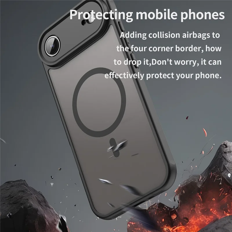 Étui d'air pour iPhone 17 Compatible avec MagSafe Anti-Chute PC + TPU Coque de Téléphone - Noir