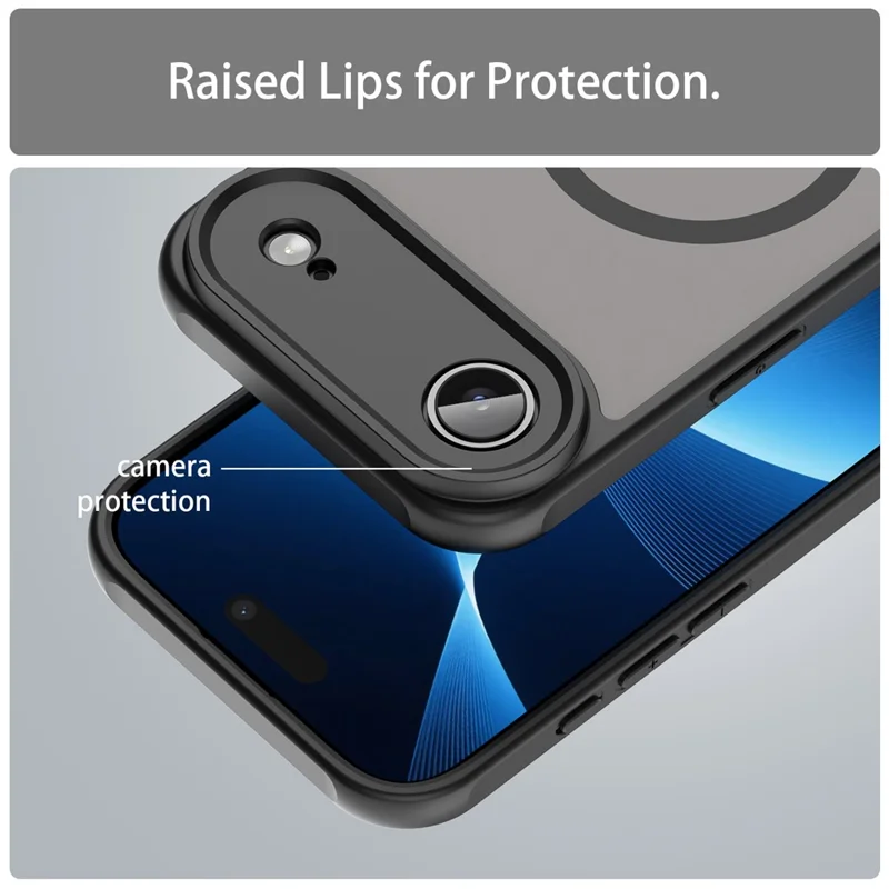 Étui d'air pour iPhone 17 Compatible avec MagSafe Anti-Chute PC + TPU Coque de Téléphone - Noir