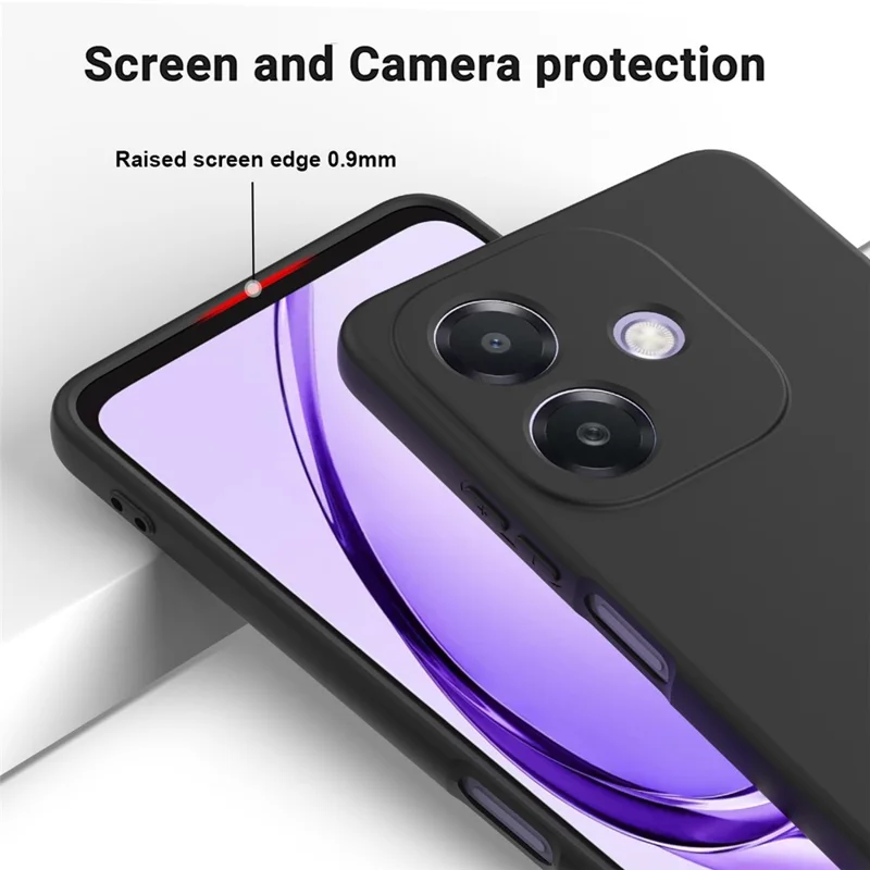 For Oppo A5i 4G Liquid Silicone Case Phone Back Cover with Hand Strap - Black