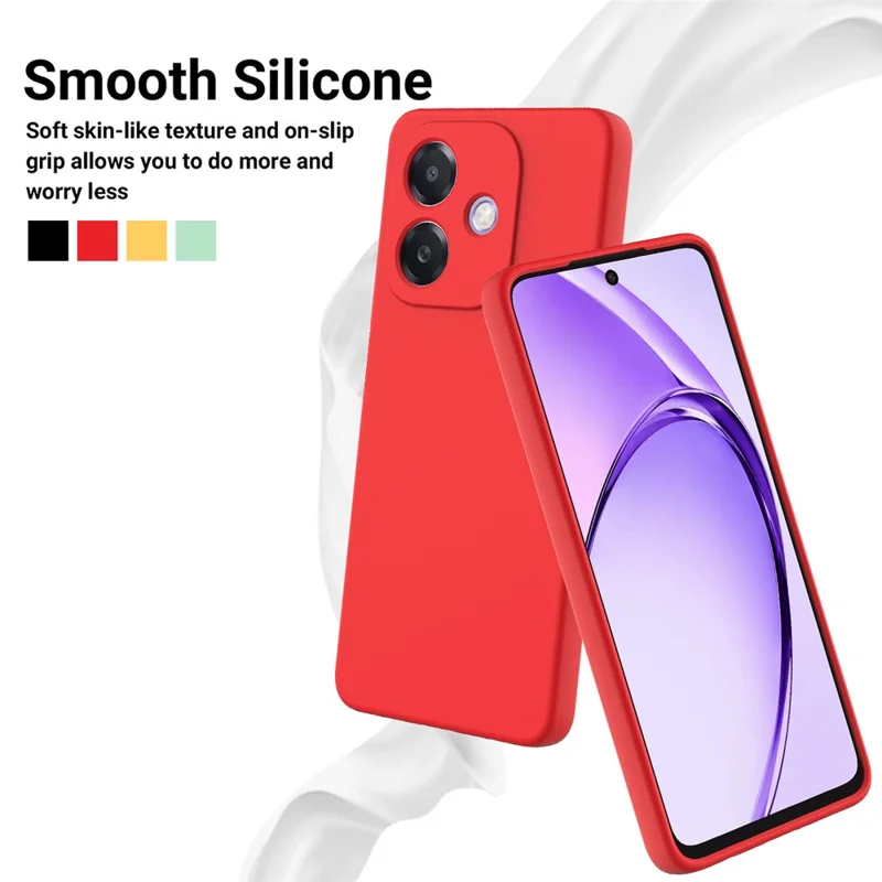 For Oppo A5i 4G Liquid Silicone Case Phone Back Cover with Hand Strap - Red
