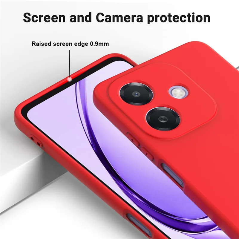 For Oppo A5i 4G Liquid Silicone Case Phone Back Cover with Hand Strap - Red