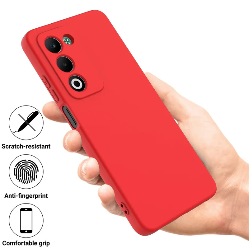 For Oppo A5i Pro 4G  /  A5m 4G Liquid Silicone Case Phone Back Cover with Hand Strap - Red