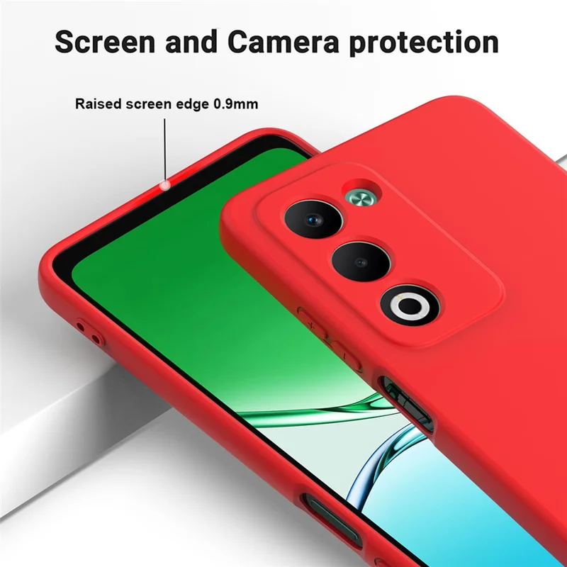 For Oppo A5i Pro 4G  /  A5m 4G Liquid Silicone Case Phone Back Cover with Hand Strap - Red