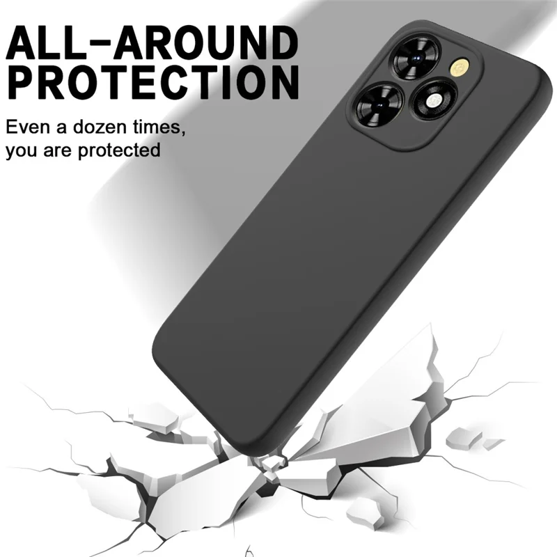 For Infinix Smart 10 HD  /  TECNO Pop 10C Liquid Silicone Case Phone Back Cover with Hand Strap - Black