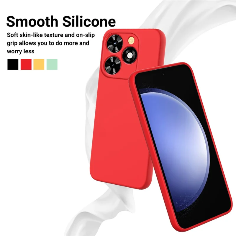 For Infinix Smart 10 HD  /  TECNO Pop 10C Liquid Silicone Case Phone Back Cover with Hand Strap - Red