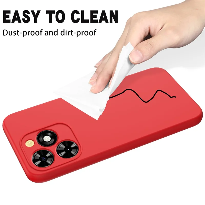 For Infinix Smart 10 HD  /  TECNO Pop 10C Liquid Silicone Case Phone Back Cover with Hand Strap - Red