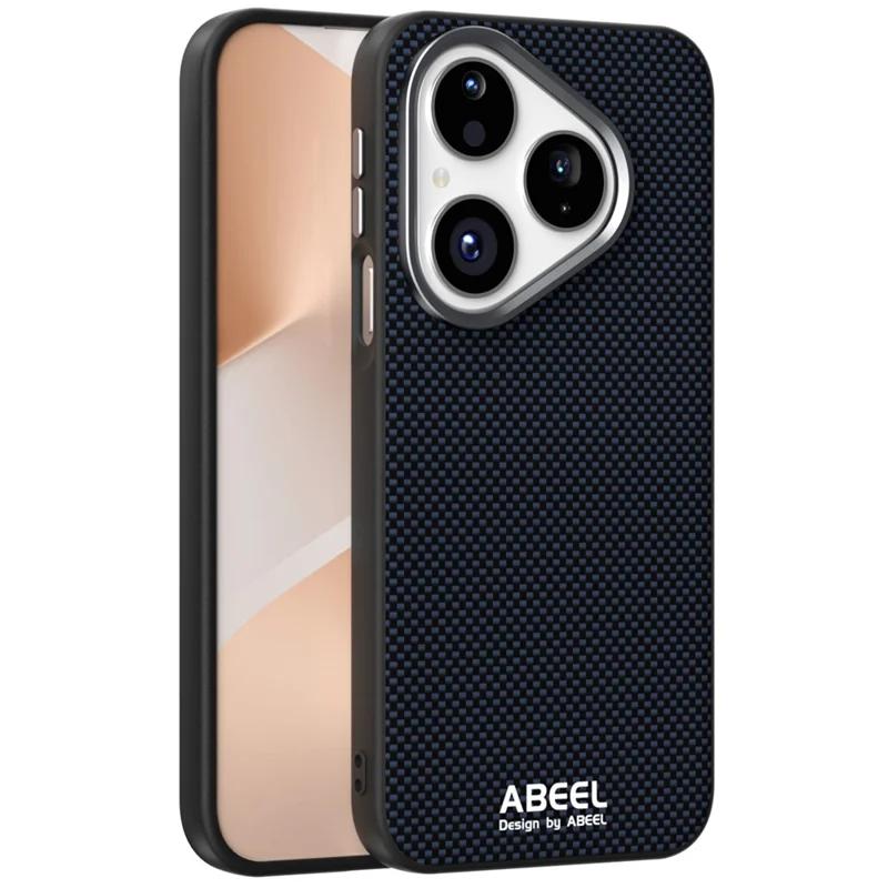 ABEEL For Huawei Pura 80 Case Compatible with MagSafe Printed PC TPU Aluminum Alloy Leather Phone Cover - Black
